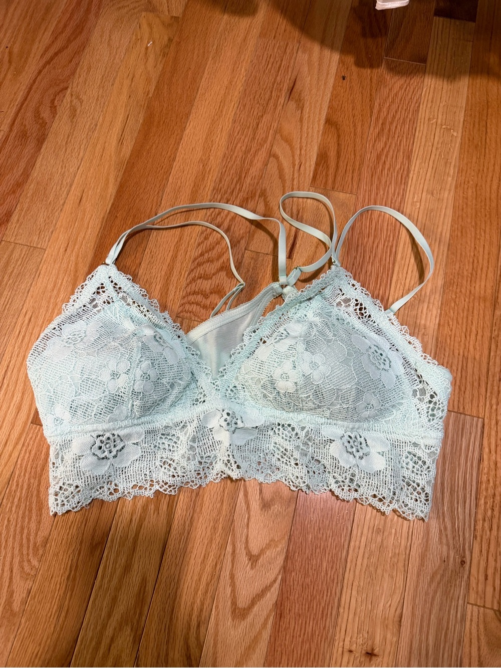 aerie Mint Lace Bralette with Floral Motif